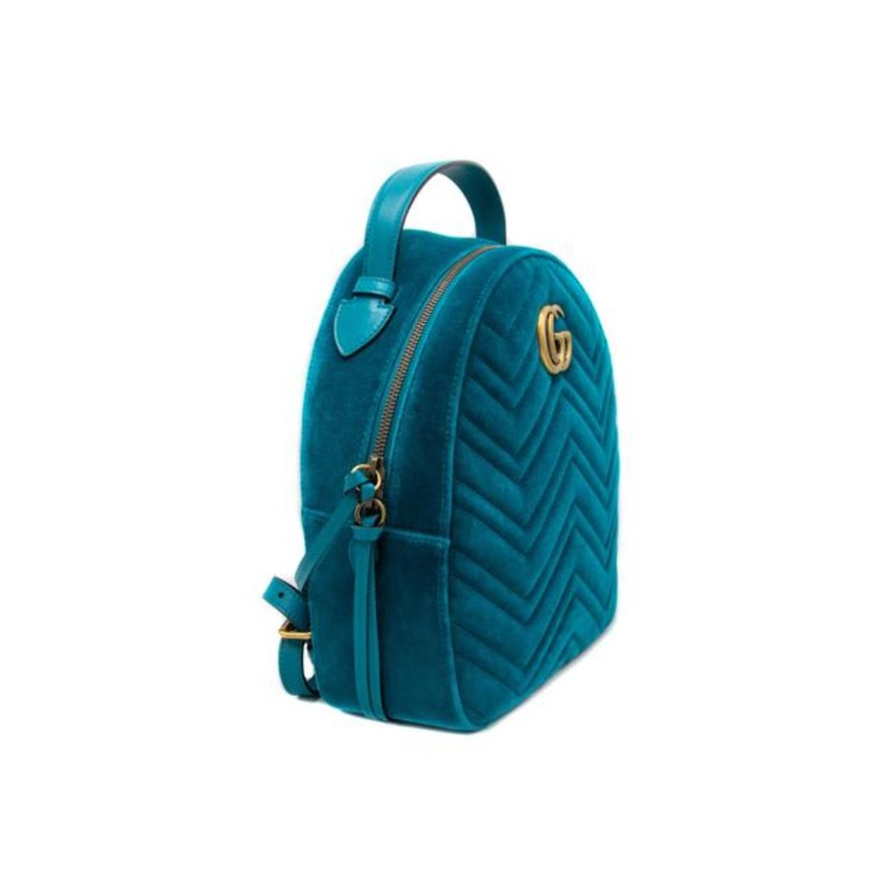 Gucci Dome Marmont Petrol Velvet Matelasse Gg (Sku 4784) Backpack - Picture 3 of 11